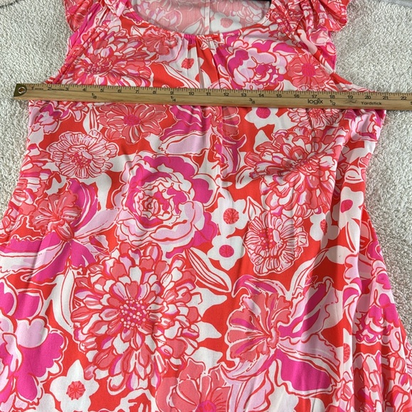 Lilly pulitzer Maya dress Womens Size XL Floral in tango Belted Rayon spring - Picture 6 of 11